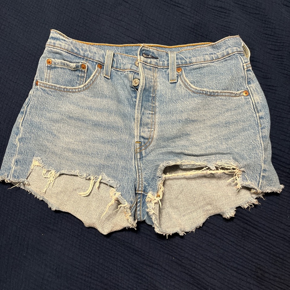 Levi's 501 Blue Jean Shorts Distressed Cut-Off Style